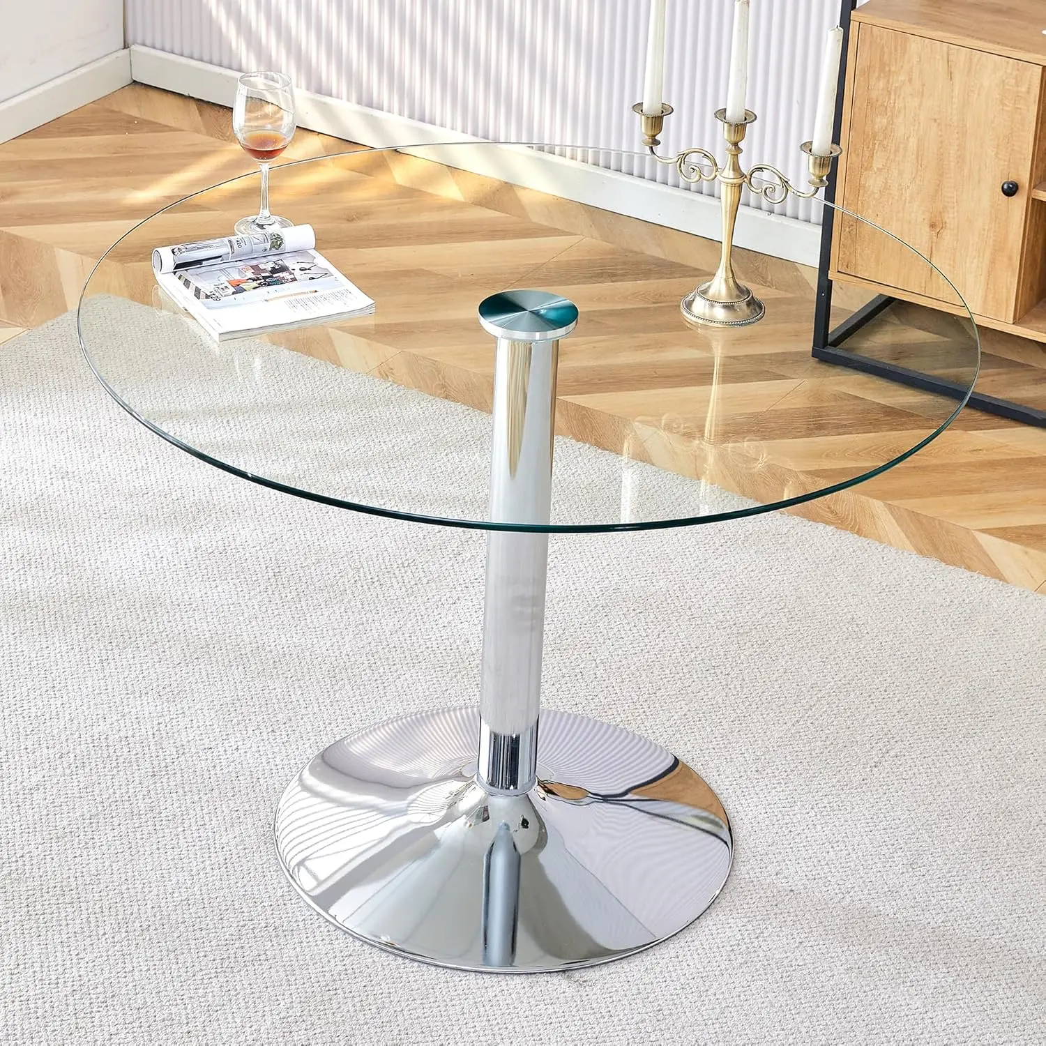 Round Glass Dining Table,42