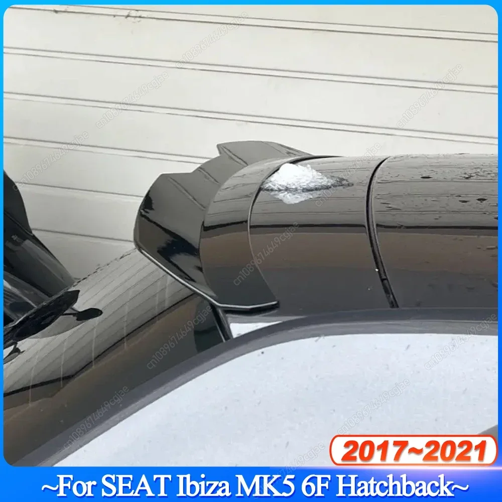 For SEAT Ibiza MK5 6F Spoiler Extension Lip 2017 2018 2019 2020 2021 Mini Spoiler Carbon Look ABS Car Trunk Rear Roof Wing New