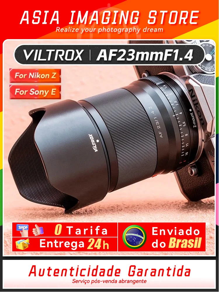 【 Do Brasil 】 Viltrox AF 23mm F1.4 Auto Focus APS-C  Camera Wide Angle Fisheye Lens for Sony ZVE10 A6700 Fujfiilm Nikon 23 1.4