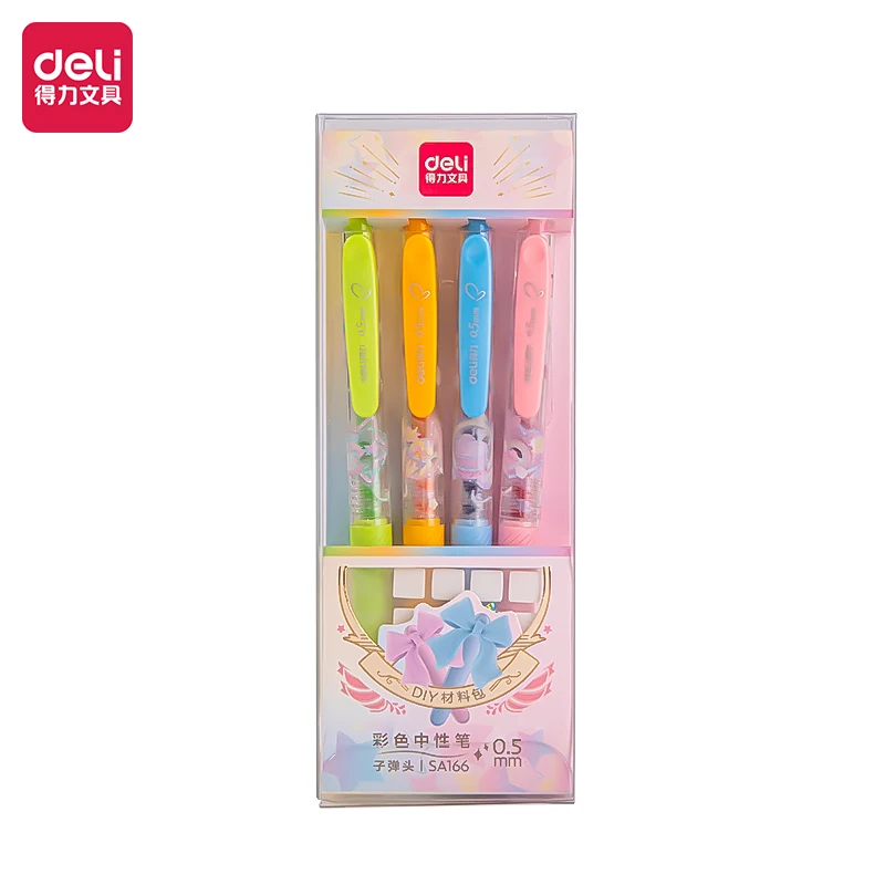 

4Pcs DELI SA166 Cartoon 0.5mm 4 Colors DIY Gel Pens School Student Supplies Stationery