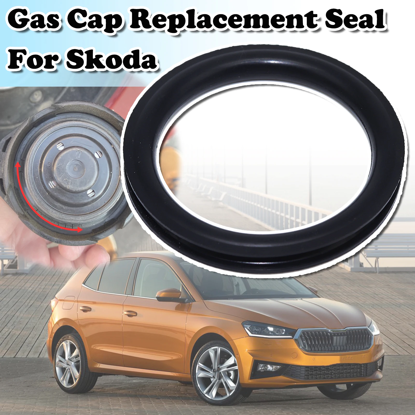 

For Skoda FABIA Citigo Kamiq Karoq Kodiaq Kushaq Tank Cap Seal Fuel Tank Filler Neck Repair V Shape O-ring Rubber Gasket Washer