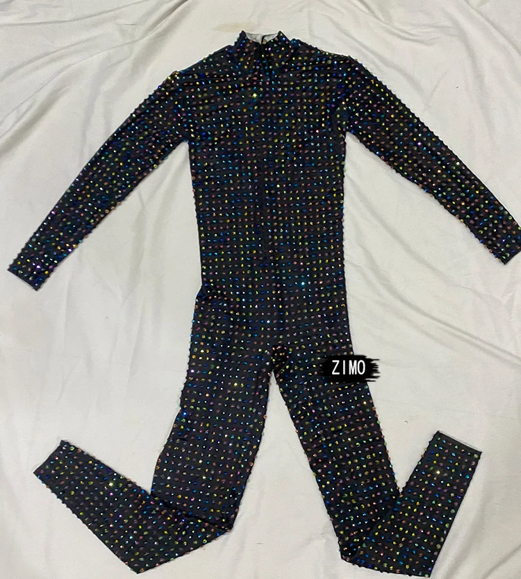 Shiny Alldiamond Tight Jumpsuit For Women Sexy Dance Elastic Performance Costume Night Party Stage Nightclub Singer Costume