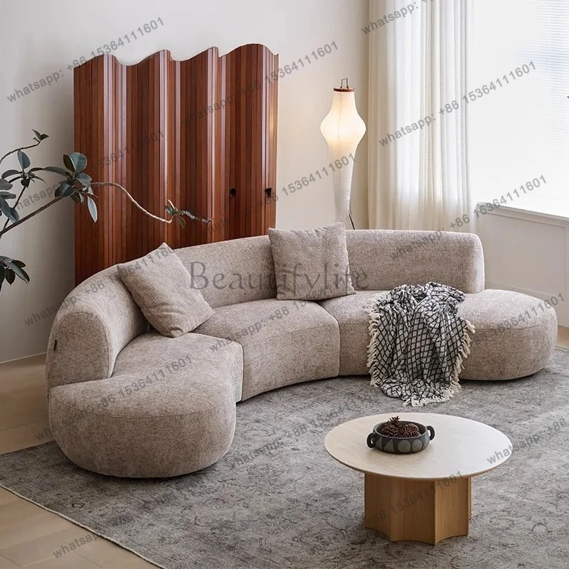 Fabric Sofa Retro Chenille Curved Modular Sofa