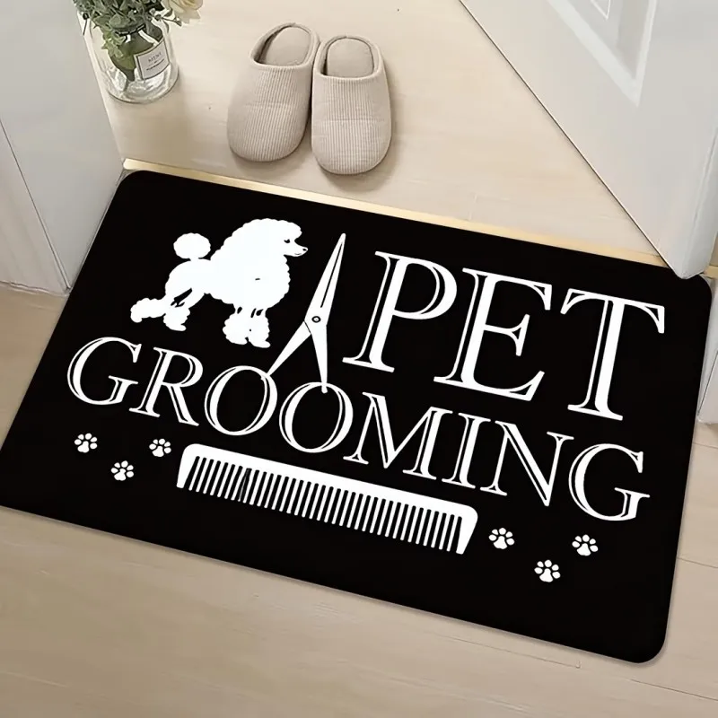 Pet Grooming Door Mat Cute Poodle Dog Welcome Doormat Anti Slip Floor Rug Kitchen Salon Carpet Living Room Entrance Porch Mats