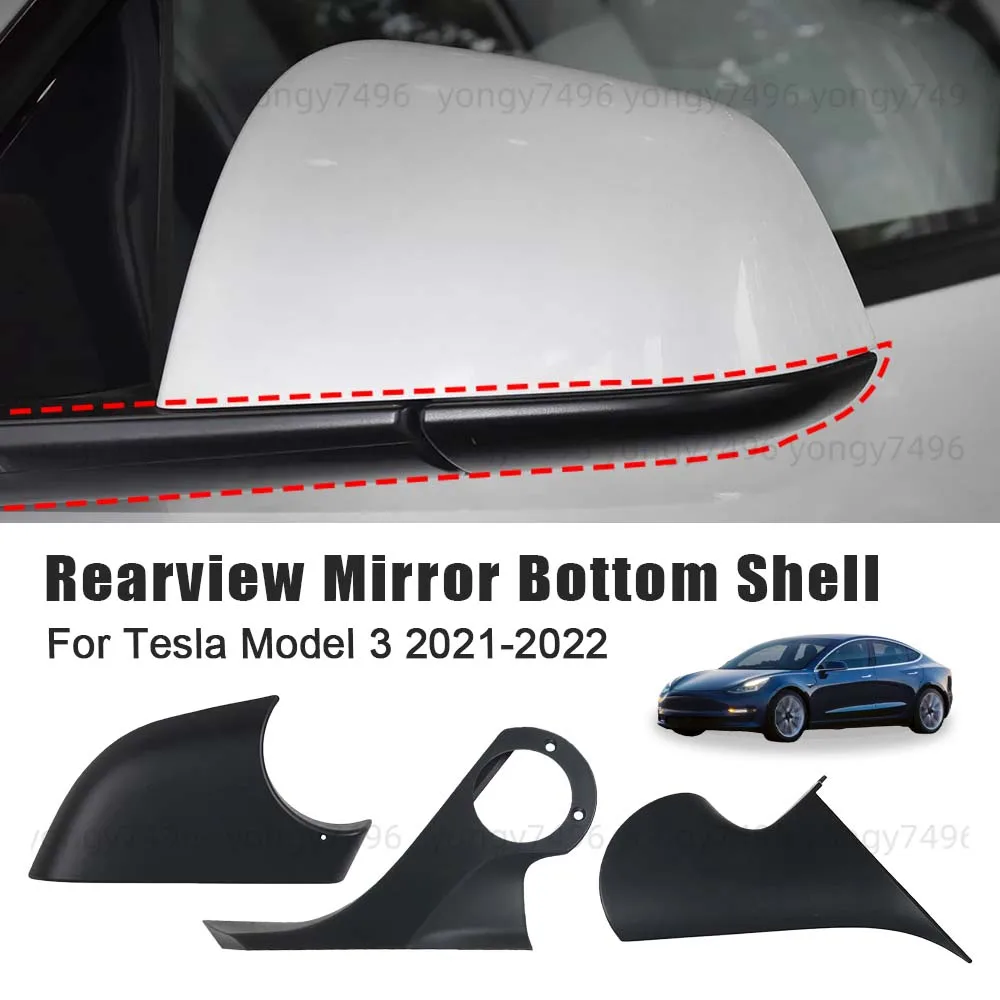 

Protective Cover Rearview Mirror Bottom Shell For Tesla Model 3 2021-2022 Bottom Shell Support Electroplating Accessories