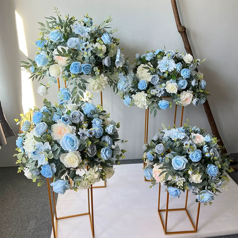 

Newest Flower Ball Wedding Stage Geometric Frame Arrangement Road Flower Window Exhibition Hall Table Decoration Fake Flower