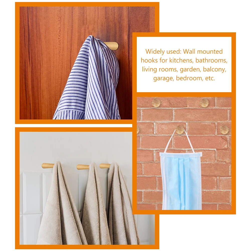 

Wooden Shaker Pegs Hooks for Hanging Clothes Accessories White Wardrobe Coat Hat Kitchen Bathroom Storage Rack Easy Install Wall