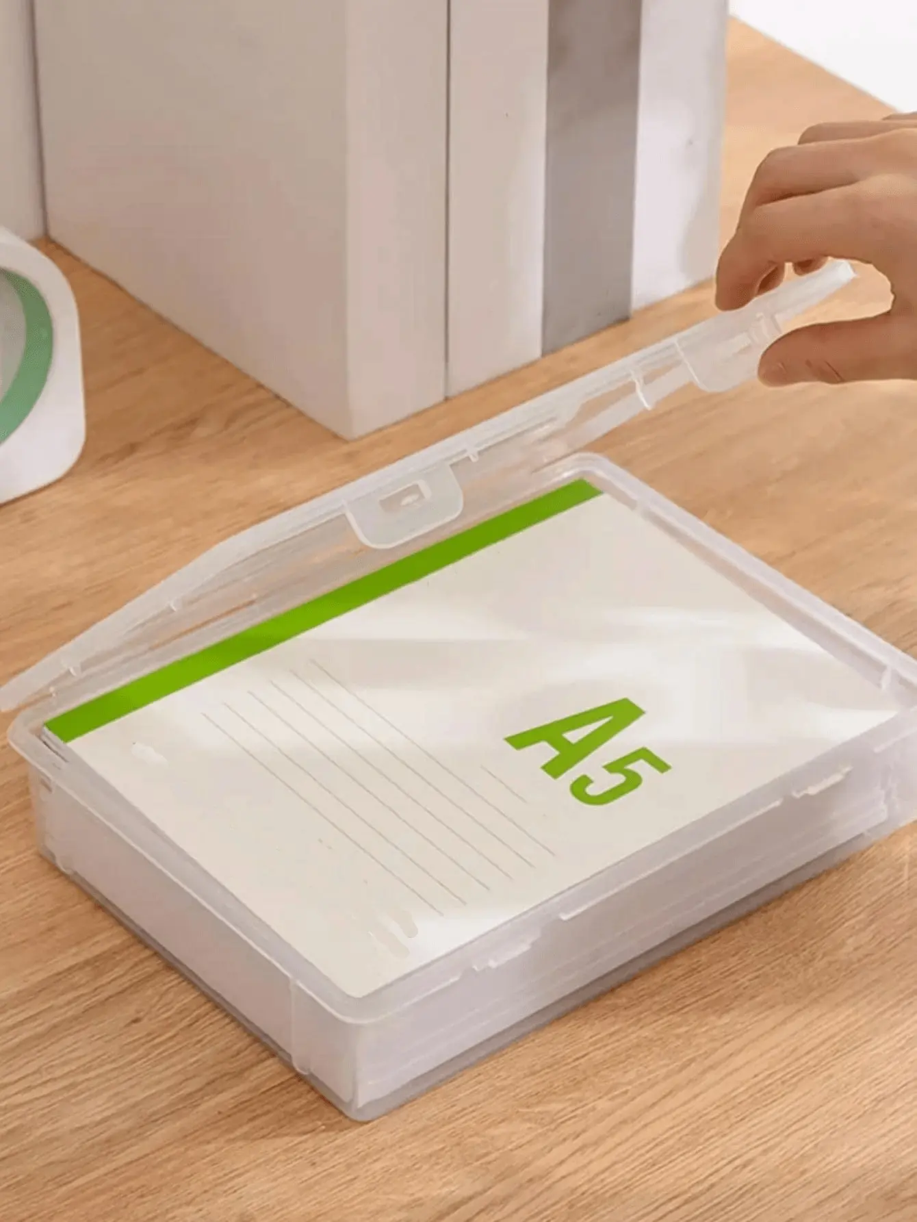 

1pc Clear Stationery Storage Box, Minimalist PP Desk Holder For Office, School