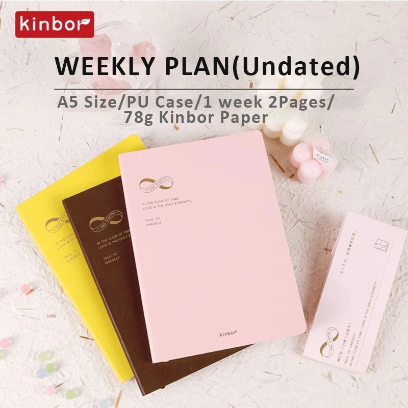 Kinbor A5 undatiertes Notizbuch, Selbstdisziplin, Achtpunkt-Gitter, 78 g Papier, Tagesplan, Effizienz, Handbuch, Zeitmanagement, PU, Todolist