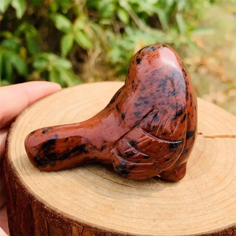 Natural Red Obsidian Bird Carving Healing Crystal Stone Birthday Present Home Office Decoration 1PCS