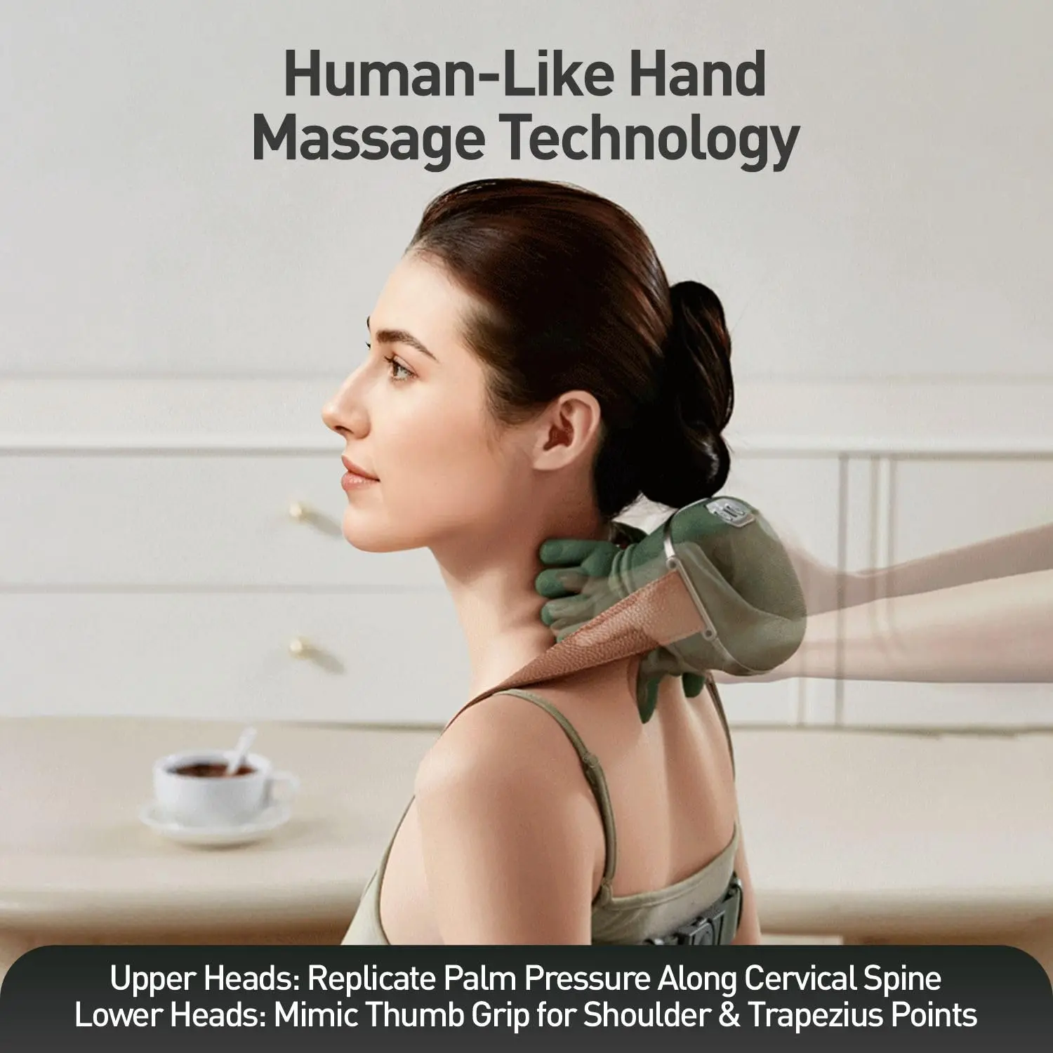 مدلك كتف ذكي للرقبة، مع حرارة، عجن الأنسجة العميقة ثلاثية الأبعاد، يستخدم على أجزاء متعددة من الكتفين والرقبة والساقين والذراعين والخصر