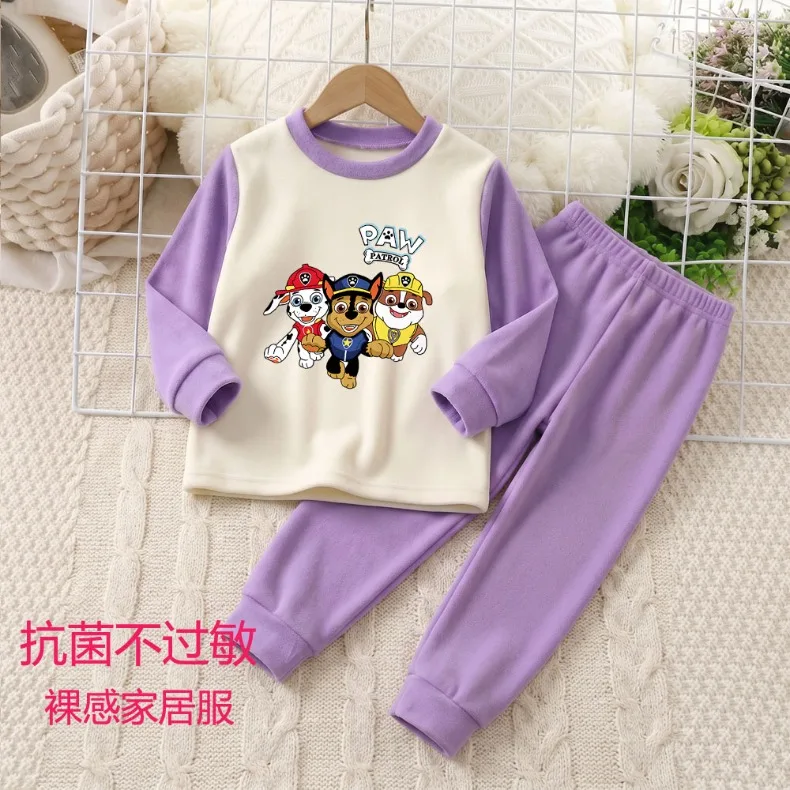 Herbst-Winter Verdickte Warme Jungen-Freizeitkleidung mit Langen Ärmeln, Paw Patrol Bedruckte Weiche Kinder-Pyjamas, Kinderschlafanzug – Detail 6