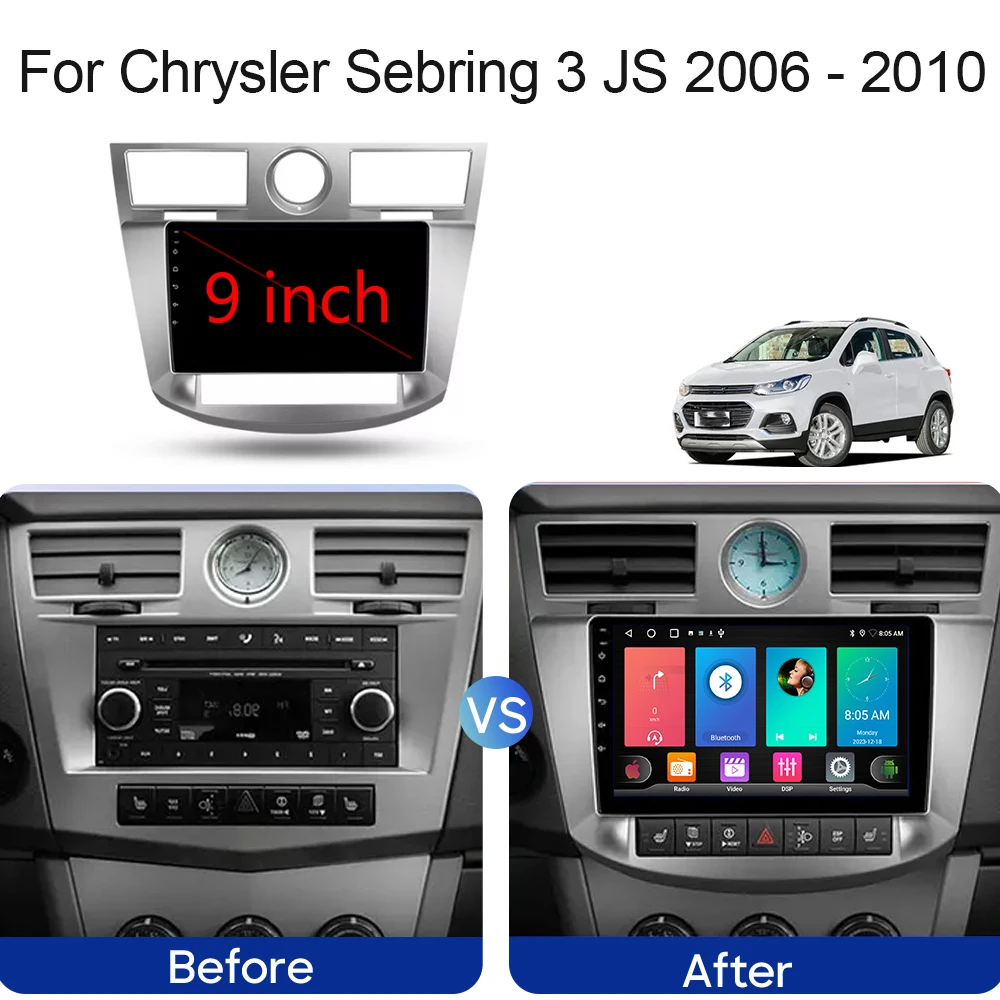 Car Radio For Chrysler Sebring 3 JS 2006 - 2010 Android Auto QLED GPS Navigation Multimedia Video Player 5G WIFI BT No 2din DVD