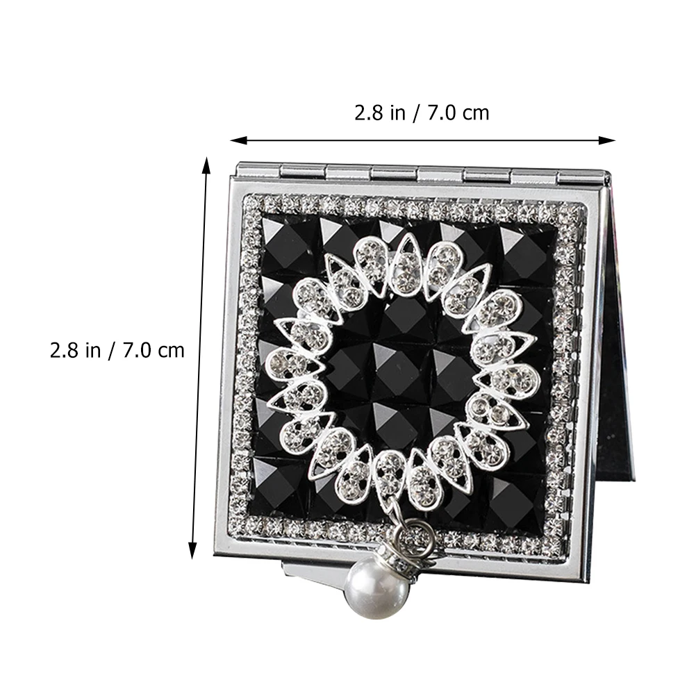1Pcs Portable Makeup Mirror Square Metal Design with Small Buckle Easy Open Close Compact Foldable Double-Sided High-Definition