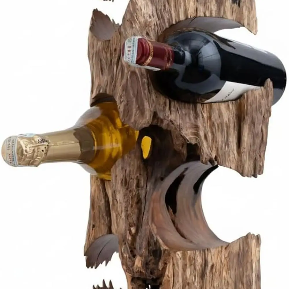 

Rustic Wooden 6-Bottle Wine Rack - Tall Countertop Holder, 20 x 9 x 7