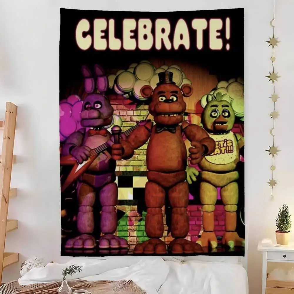 Fnaf Five-nights-At-Freddys Tapestry Bedroom Living Bar Garden Outdoor Microfiber festival Decoration Background Art Banner