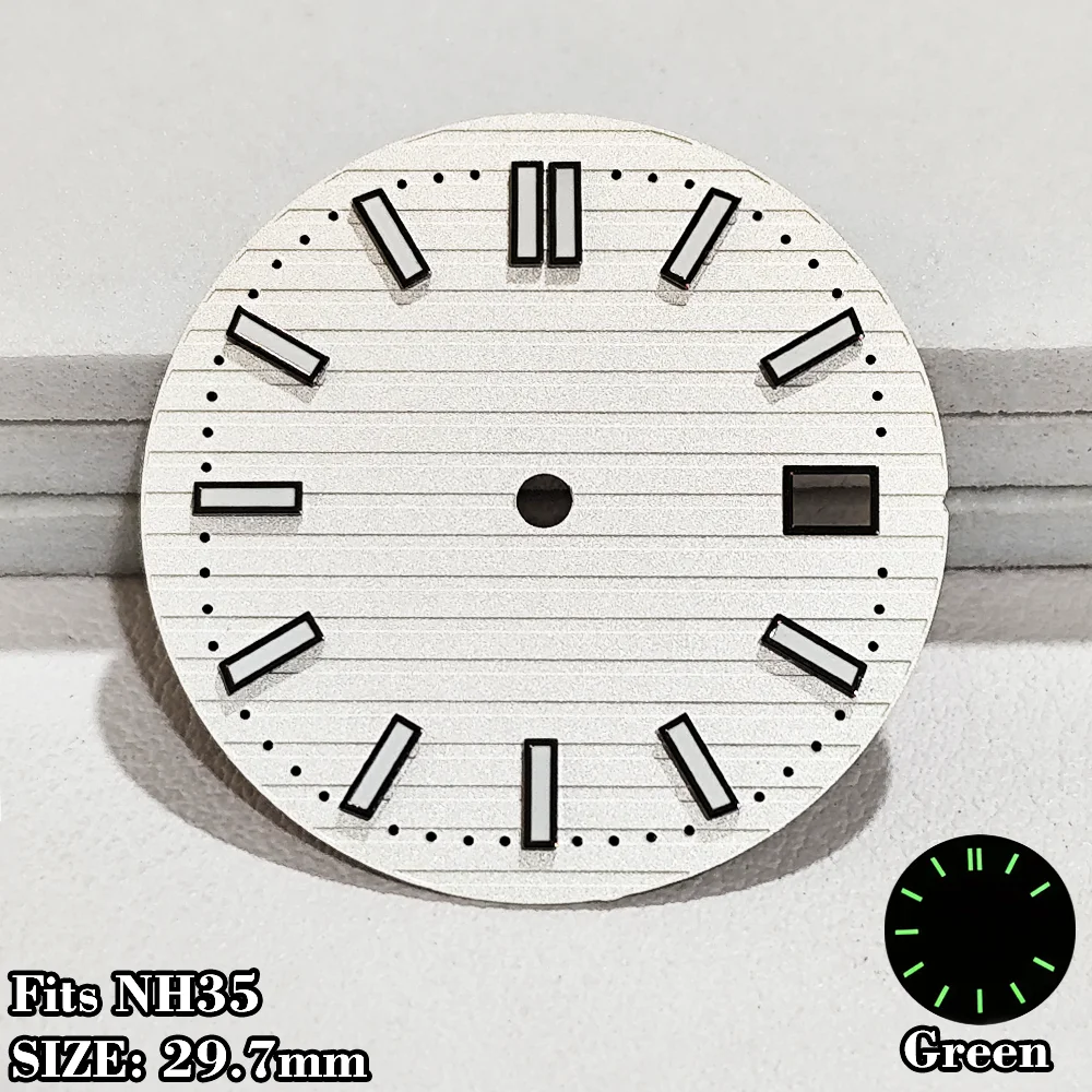 

Custom Logo Dial Fit NH35 Movement Dial 29.7mm Watch Dials Green Luminous 3 O'clock High QualityWatches Dials Accessories