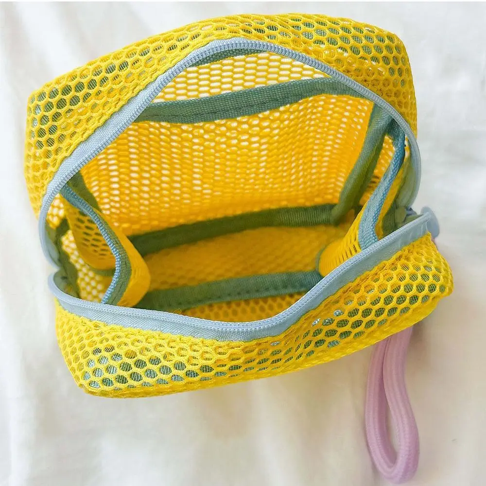 Handle Mesh Zipper Bags Lightweight Transparent Portable Makeup Pouch Reusable Multi-purpose Square Toiletry Bag Home