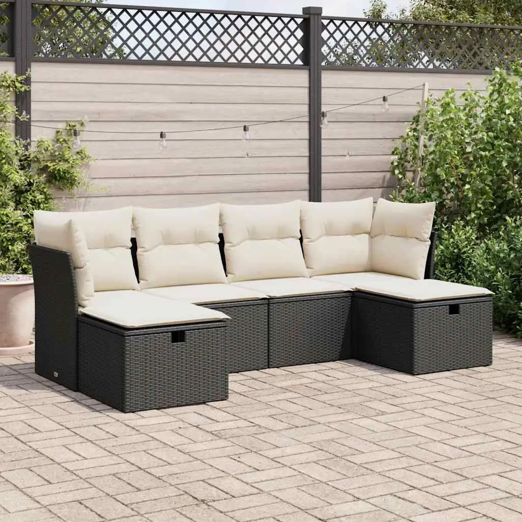 Black and Cream White Outdoor Garden Sofa Set