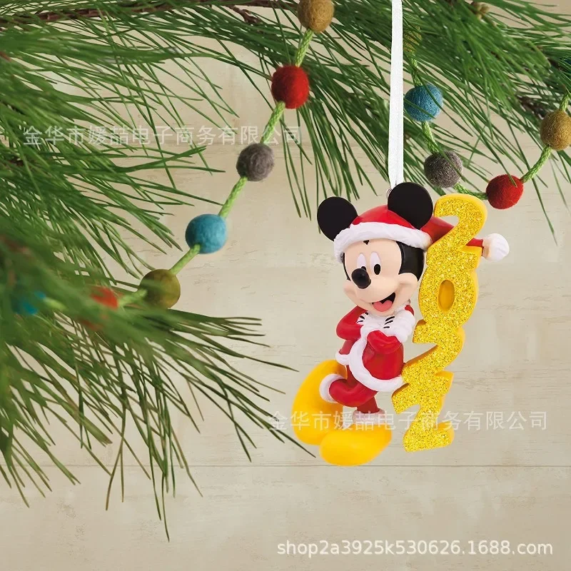 Disney-figuras de Anime de Mickey Mouse y Minnie, decoración de árbol de Navidad, colgante de coche, adornos de habitación, modelo de juguetes para niños, regalos