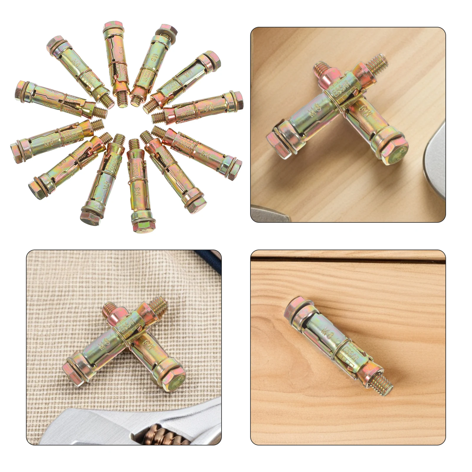 

12pcs Bolt Concrete Brick Screw Wall Anchors Heavy Duty Expansion Fixing Hook Carbon Steel Construction Hardware