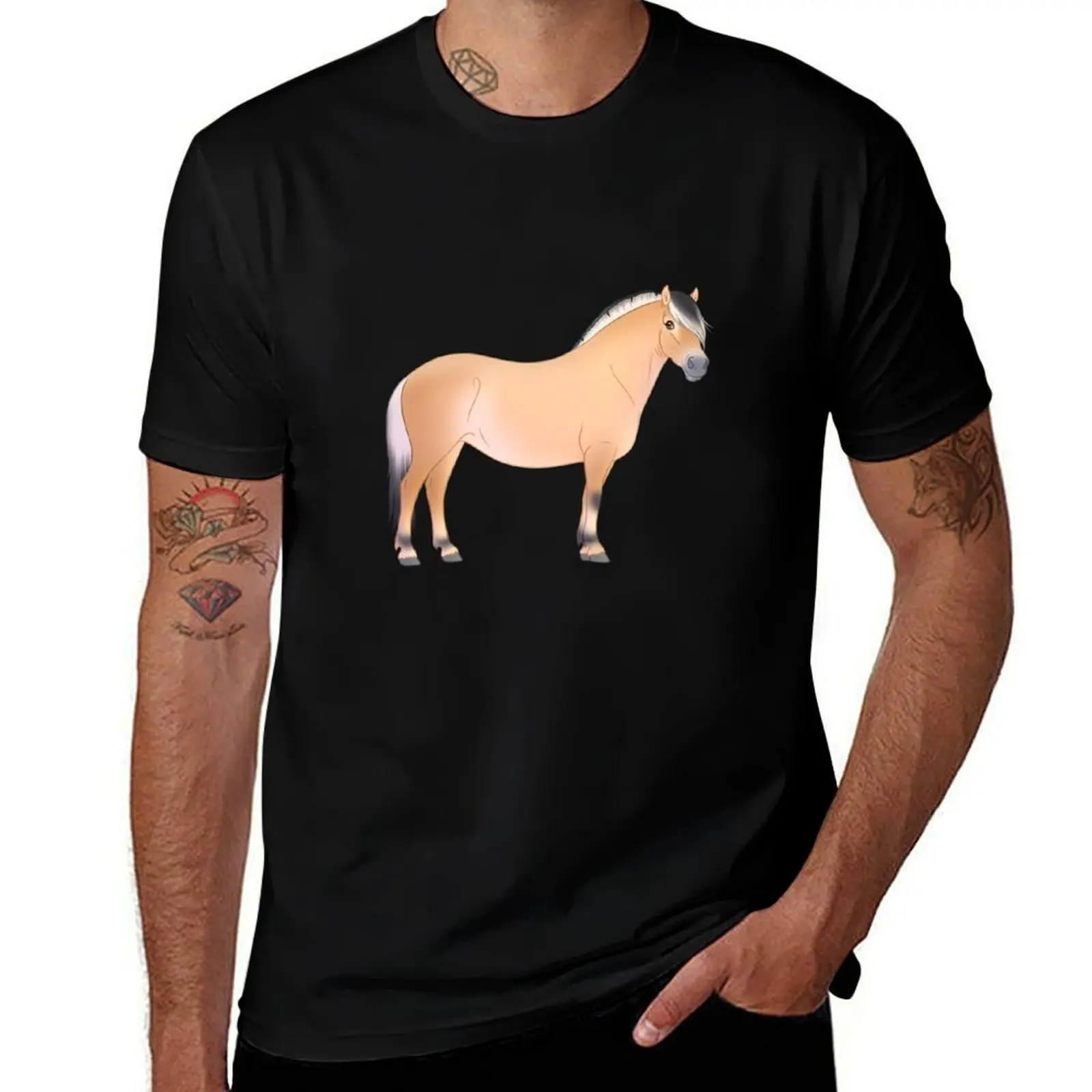 

cute cartoon Fjord horse T-Shirt man t shirt cotton cotton t shirt man t shirts for man pack cotton T-Shirt