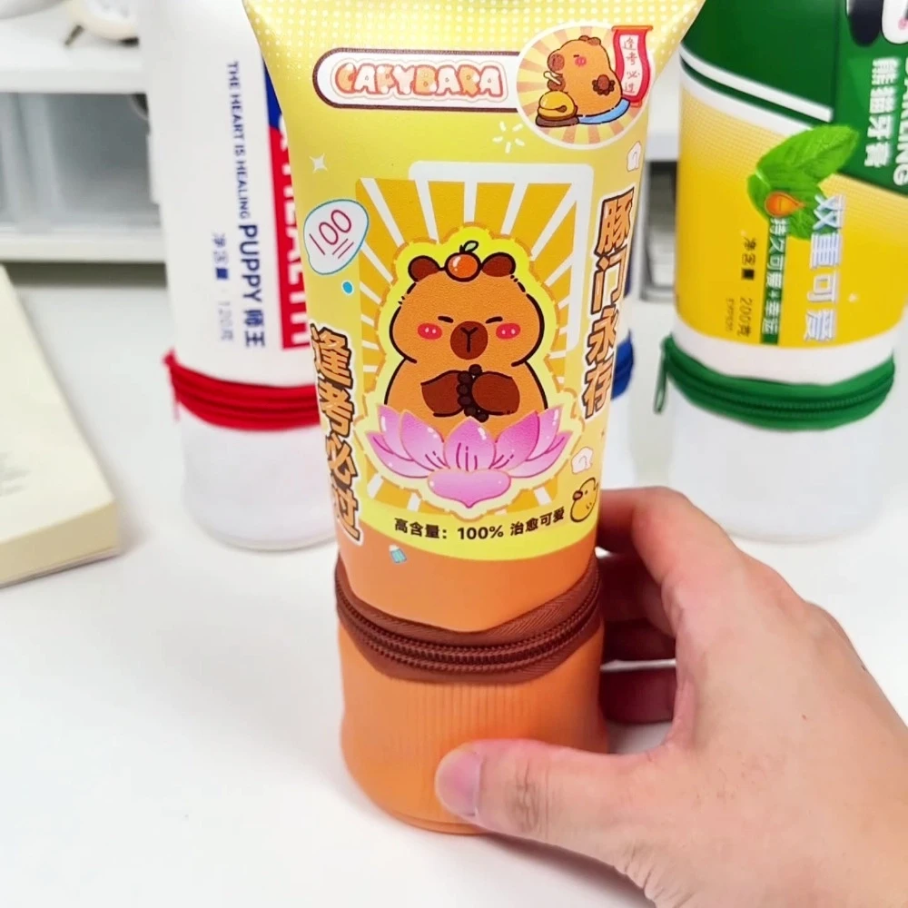 Capybara Toothpaste Pen Bag Large Capacity Simulation Toothpaste Stationery Bag Cute Cartoon Toothpaste Pencil Case Student