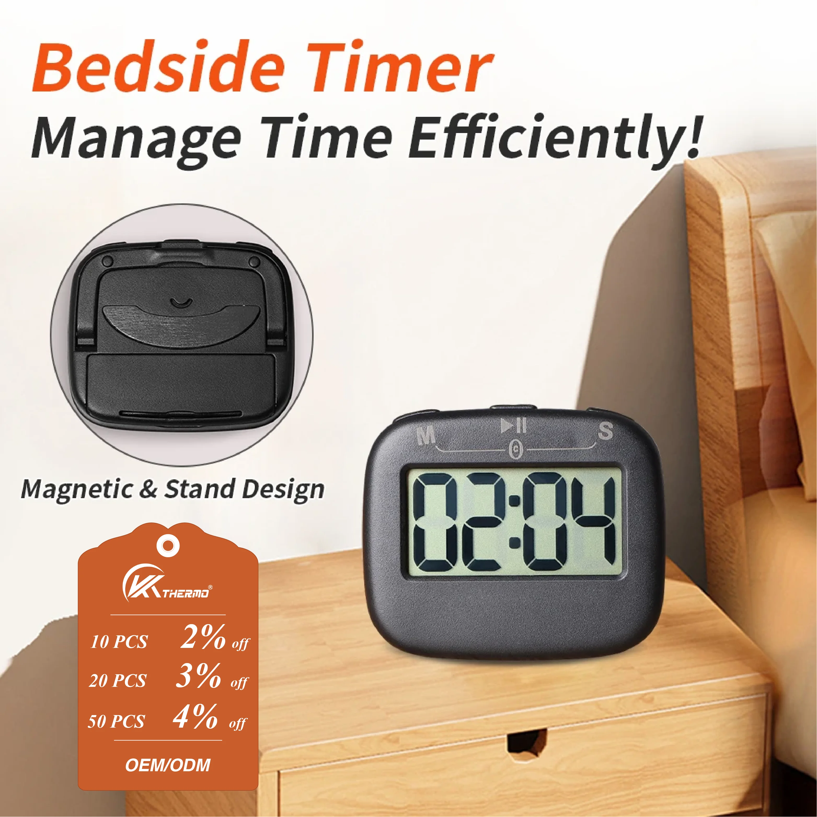 Magnetic Digital Timer with Magnetic Back & Stand, LCD Countdown Clock for Kitchen, Bedside, Gym, Study – Loud Alarm AAA Battery