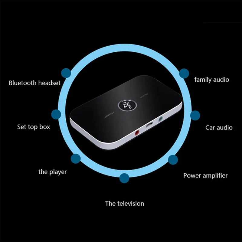 Upgraded Bluetooth 5.0 audio transmitter receiver RCA 3.5mm AUX jack music wireless adapter, suitable for car PC TV headphones