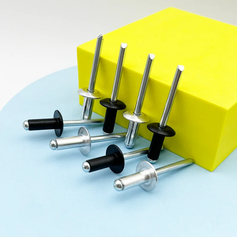 20-40pcs Black Aluminum Large Flange Pop Open Hollow Blind Rivets Large Cap Leaf Bolt Dropper Self-plugging Rivet Decoration