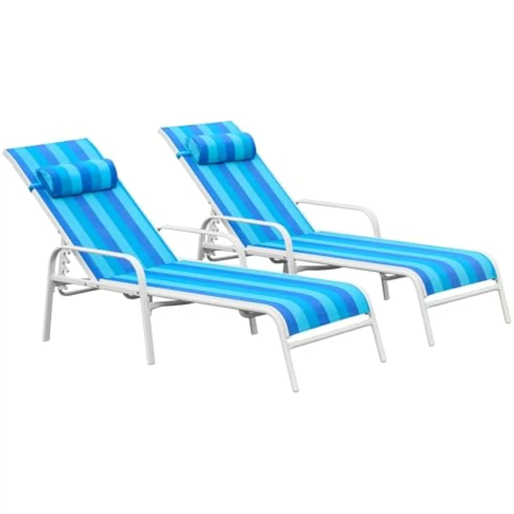 

Patio Chaise Lounge, Set of 2 Outdoor Lounge Chair (Blue)|