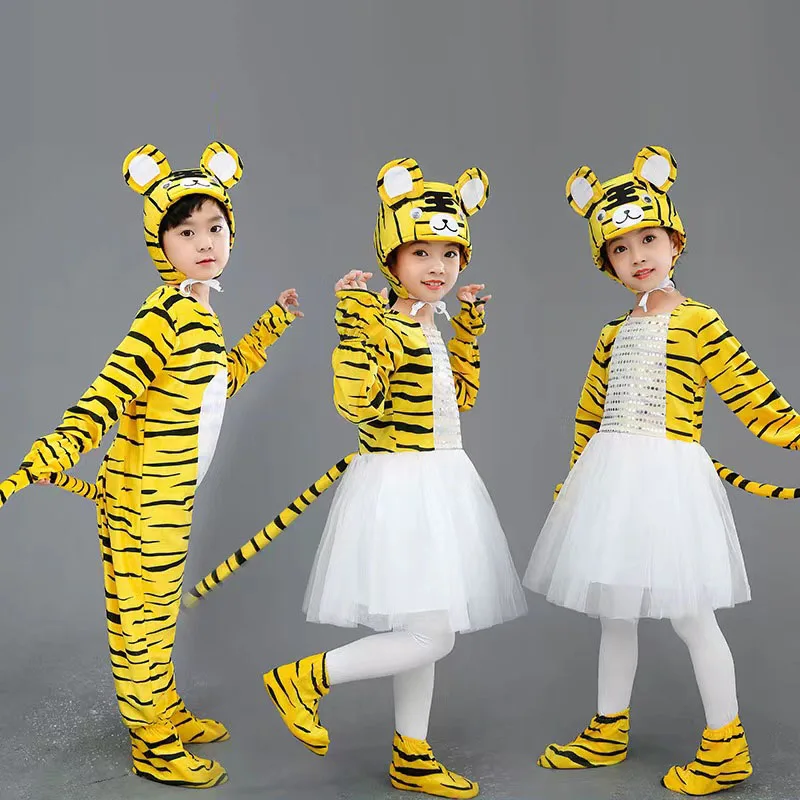 Disfraces de tigre de dibujos animados de animales para niños, ropa de actuación de baile, Cosplay