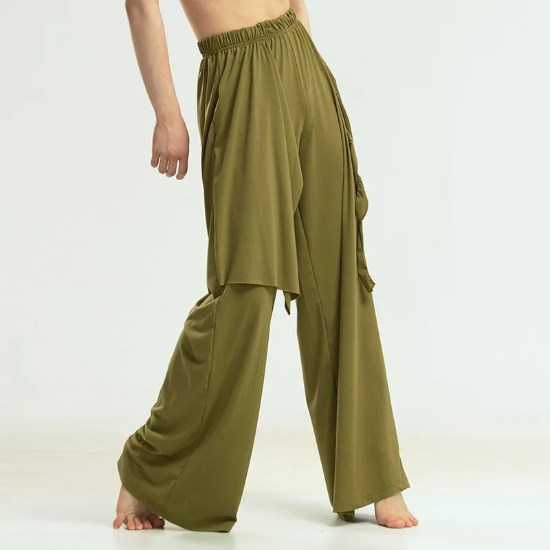 Men and women of the same style, modern dance practice pants, loose and comfortable straight-leg pants, yoga, jazz, art test