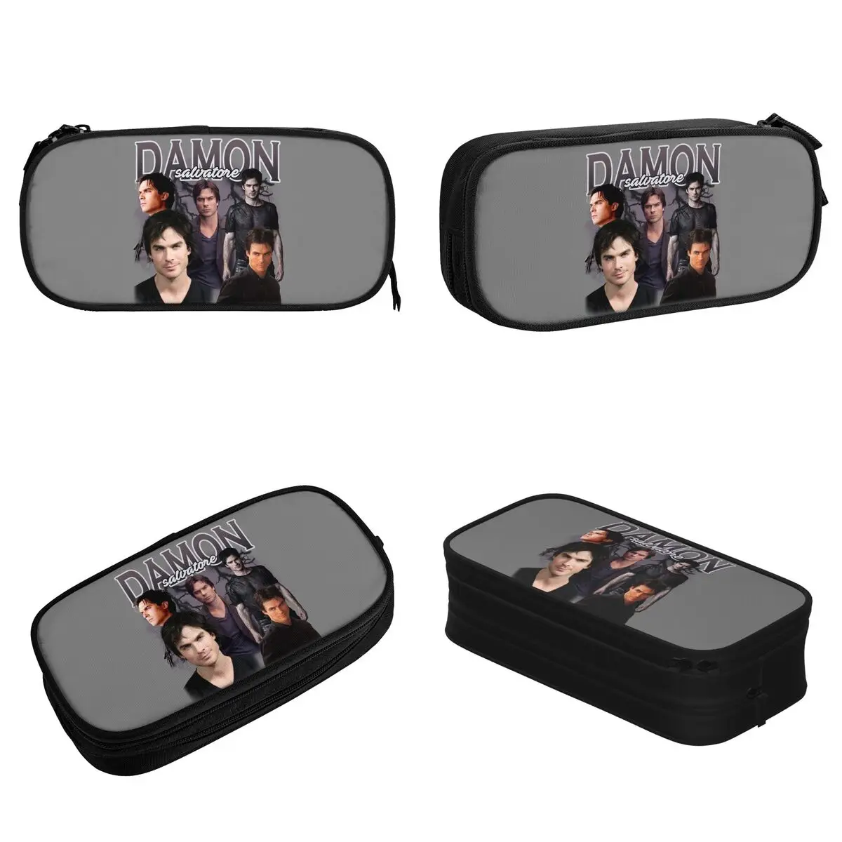 Damon Salvatore Pencil Case New The Vampire Diaries Ian Somerhalder Tv Series Pen Holder Bag Student Big Capacity Pencilcases