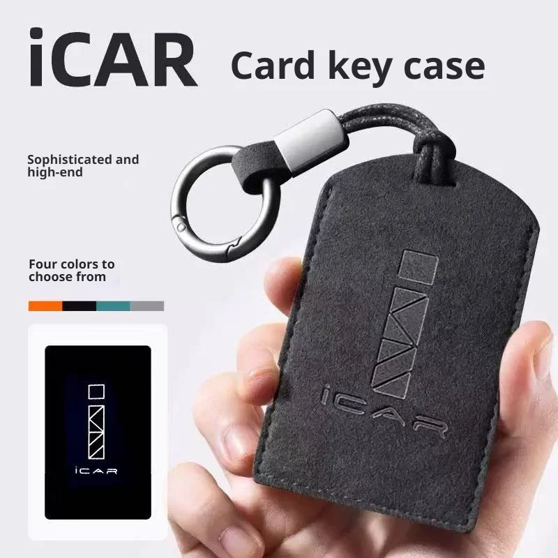 Wildleder-Autoschlüsselhülle, Schlüsselkartenhülle, Fernbedienungsgehäuse für Chery iCAR 03 Serie, Autozubehör.