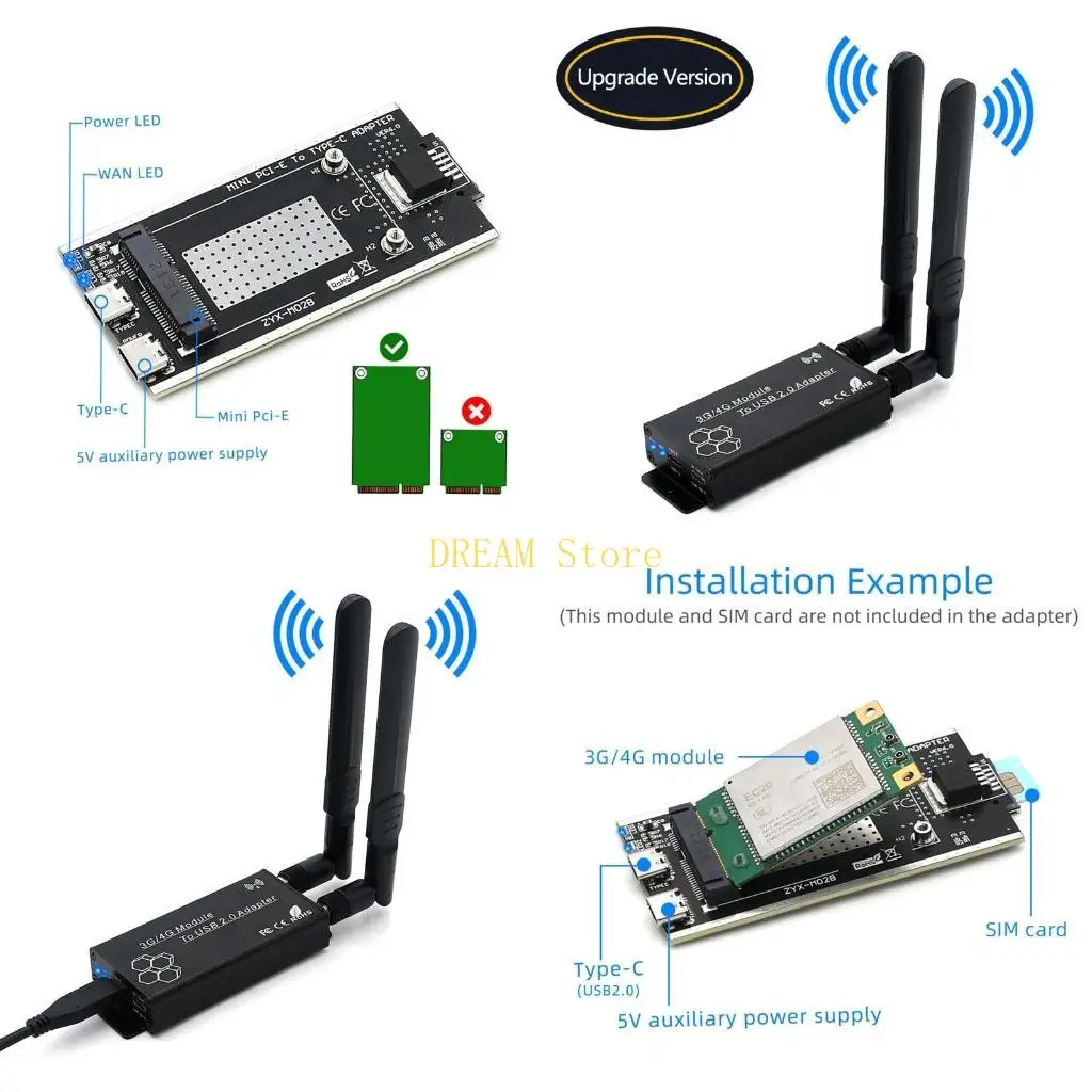 Mini PCI-E to USB 2.0 Adapter with Card Slot 6 Pin 8 Pin Card Connector Best Sale