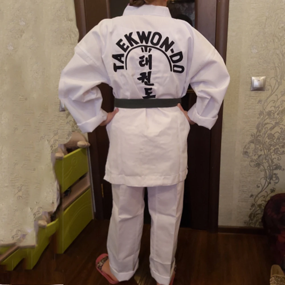 2023 New Adult Male Female Kids White Cotton Uniform ITF Approved Taekwondo Student Gi Equipment Doboks Karate Equipment