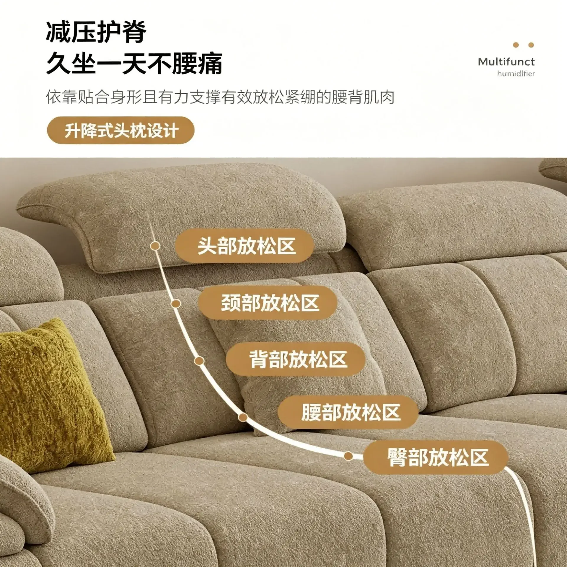 High-end leisure sofa modern living room light luxury flannel size apartment combination fabric sofa