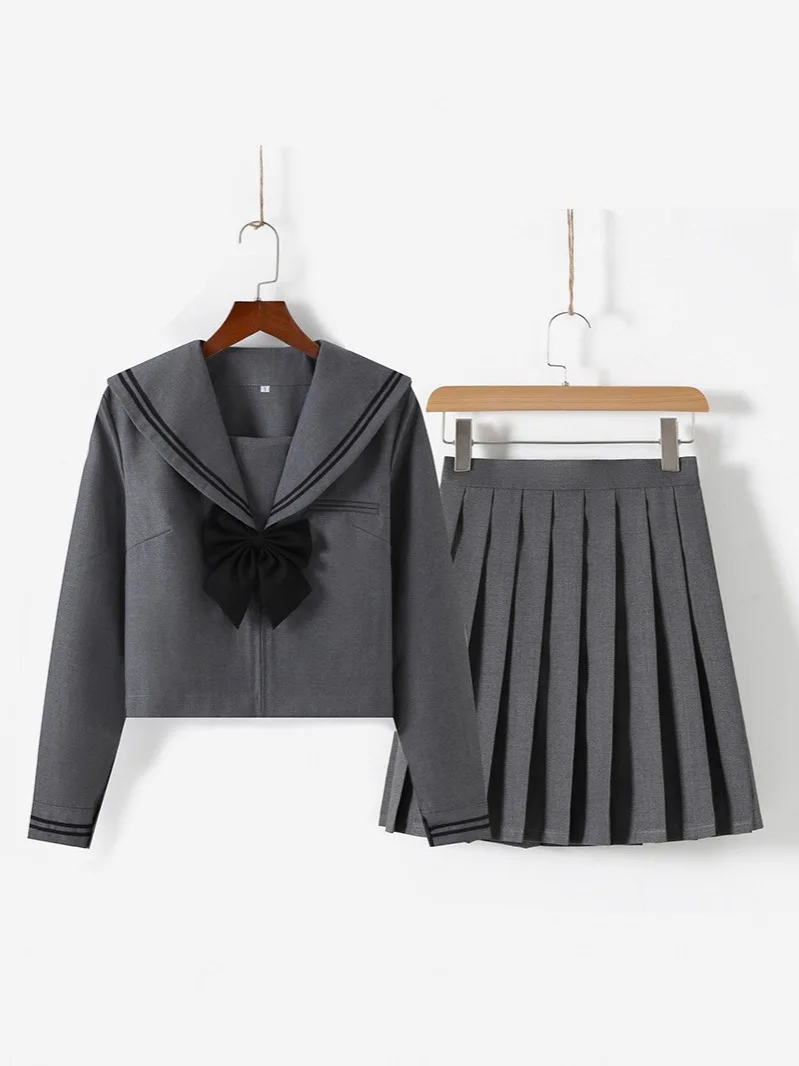 Uniforme scolastica per studenti coreani giapponesi in stile college grigio JK Uniform Girl Anime Cosplay Abito da marinaio Classe Top Gonne