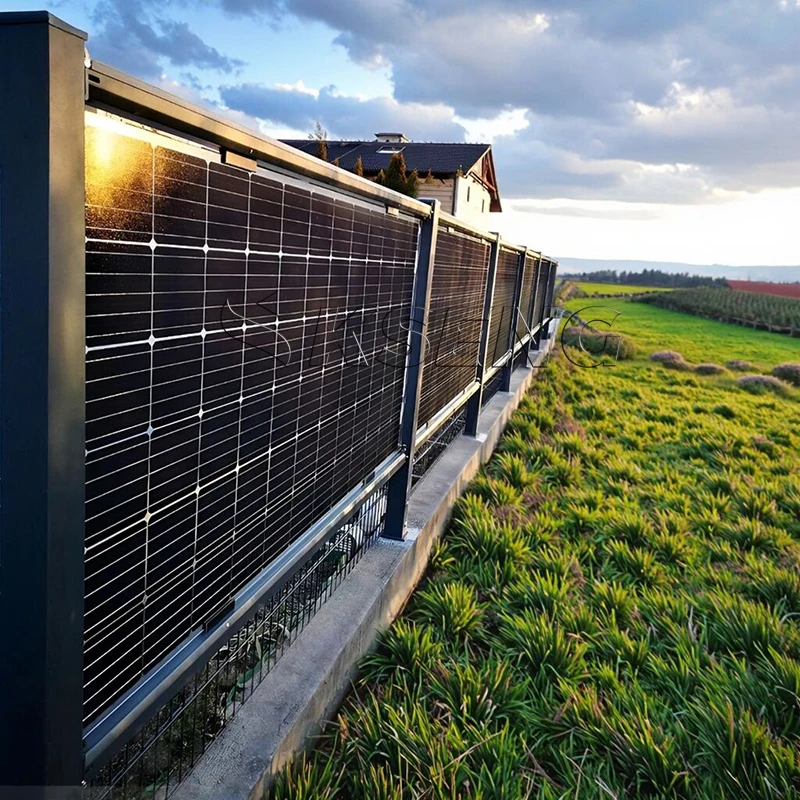 Wind Resistant Bifacial PV Panel Mount Structure Vertical Solar Bracket System Outdoor Fence Solar Fence System