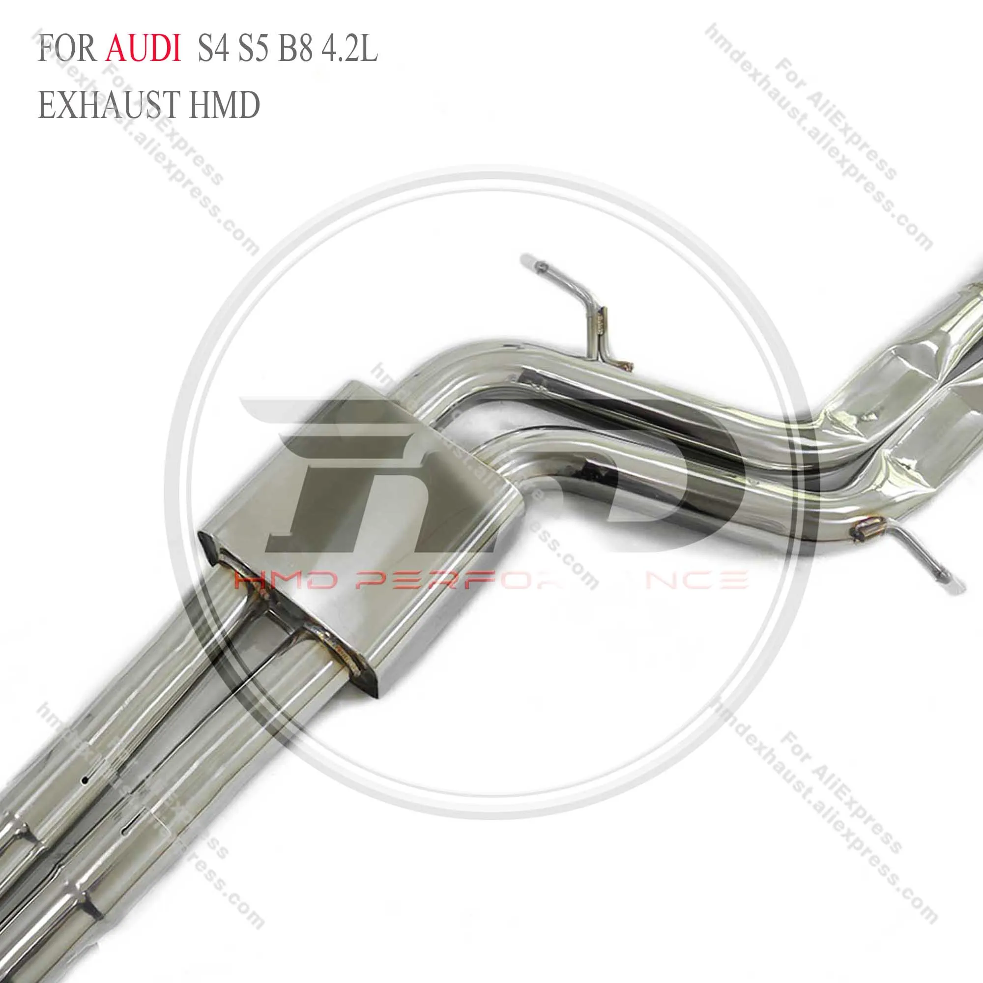 Hmd venda quente sistema de escape de aço inoxidável catback escape para audi s4 s5 b8 4.2l com válvula eletrônica e tubo frontal