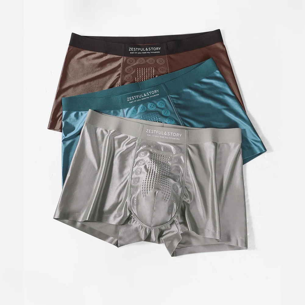 Men Ice Silk Satin-like Trunks Glossy Smooth Lingeries For Man Boxer Shorts Sexy Accessories Underwear Seamless Men's Panties