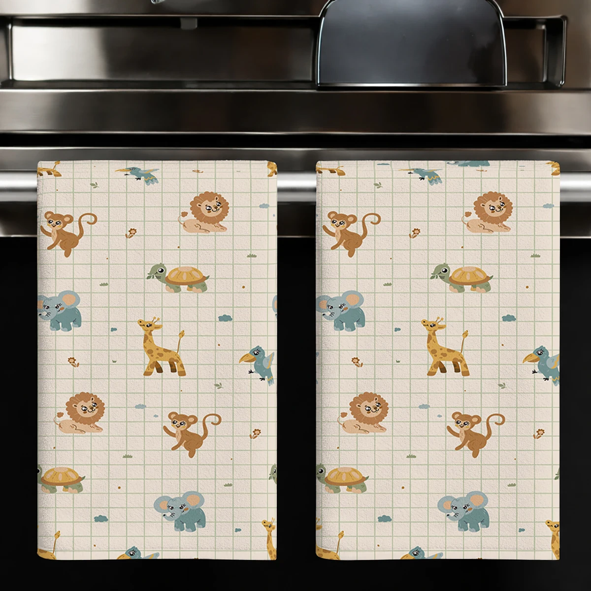 

Cute Rabbit Rocking Horse Pattern Polyester Dish Cloth - Fun Kitchen Cleaning Cloth, Reusable Household Cleaning Accessory