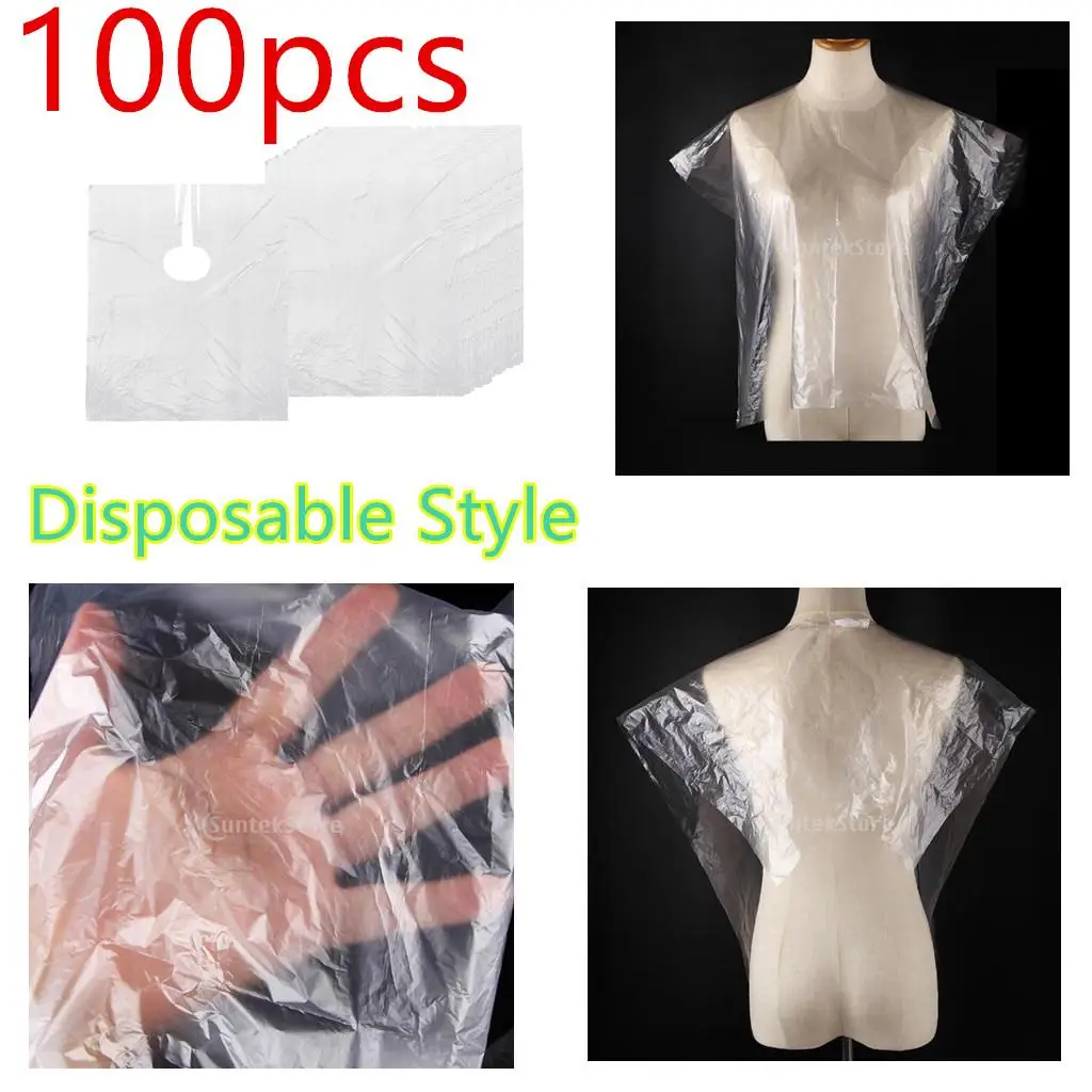 100pcs Disposable Neck Cape Salon Hairdressing Hair Trimming Shampoo Hair Shawl Barbershop Supplies Tool Transparent