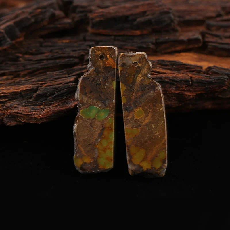 Natural Stone Nugget Turquoise Gemstone Earrings DIY Jewelry Making Women Earring Bead Accessories 37x16x3mm 6g