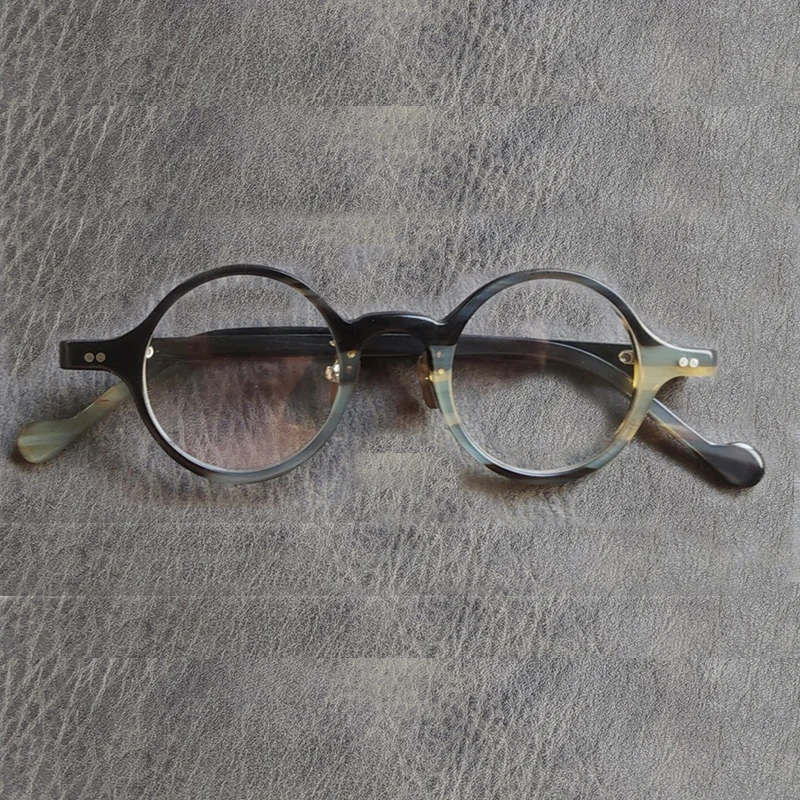 natural Buffalo Horn Hand-made Frames Men's High Quality Vintage Round Optical Reading Prescription Glasses for Women