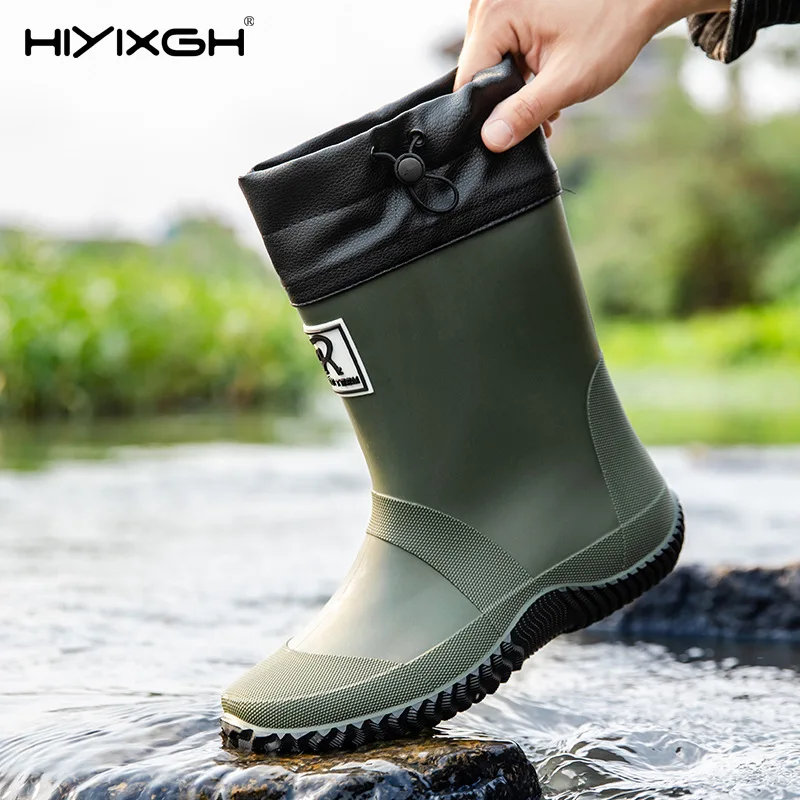 Men's Women High-End Rain Boots Closed Rainproof and Waterproof Mid Calf Length Non-Slip Drawstring Rubber Boots Big Size 36-51 view 6