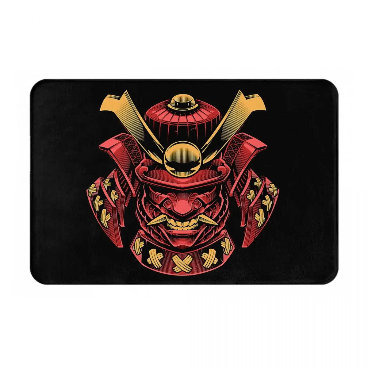 Samurai Helmet Manga Art Doormat Rug carpet Mat Footpad Bath mat Non-slip toilet Balcony Parlor durable Washable