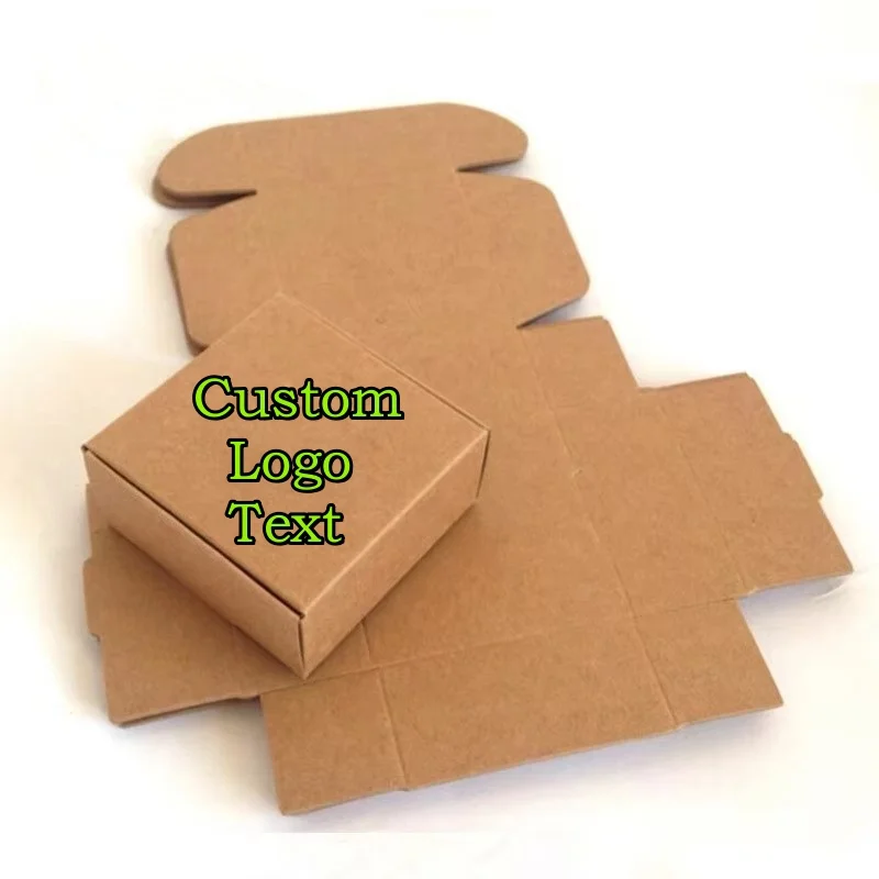 100 boîtes d'emballage en papier kraft cartonné 350 g/m², bricolage, vierges, pour bijoux faits à la main, savon, jouets, logo personnalisé, cadeaux, boîtes pliantes pour l'expédition