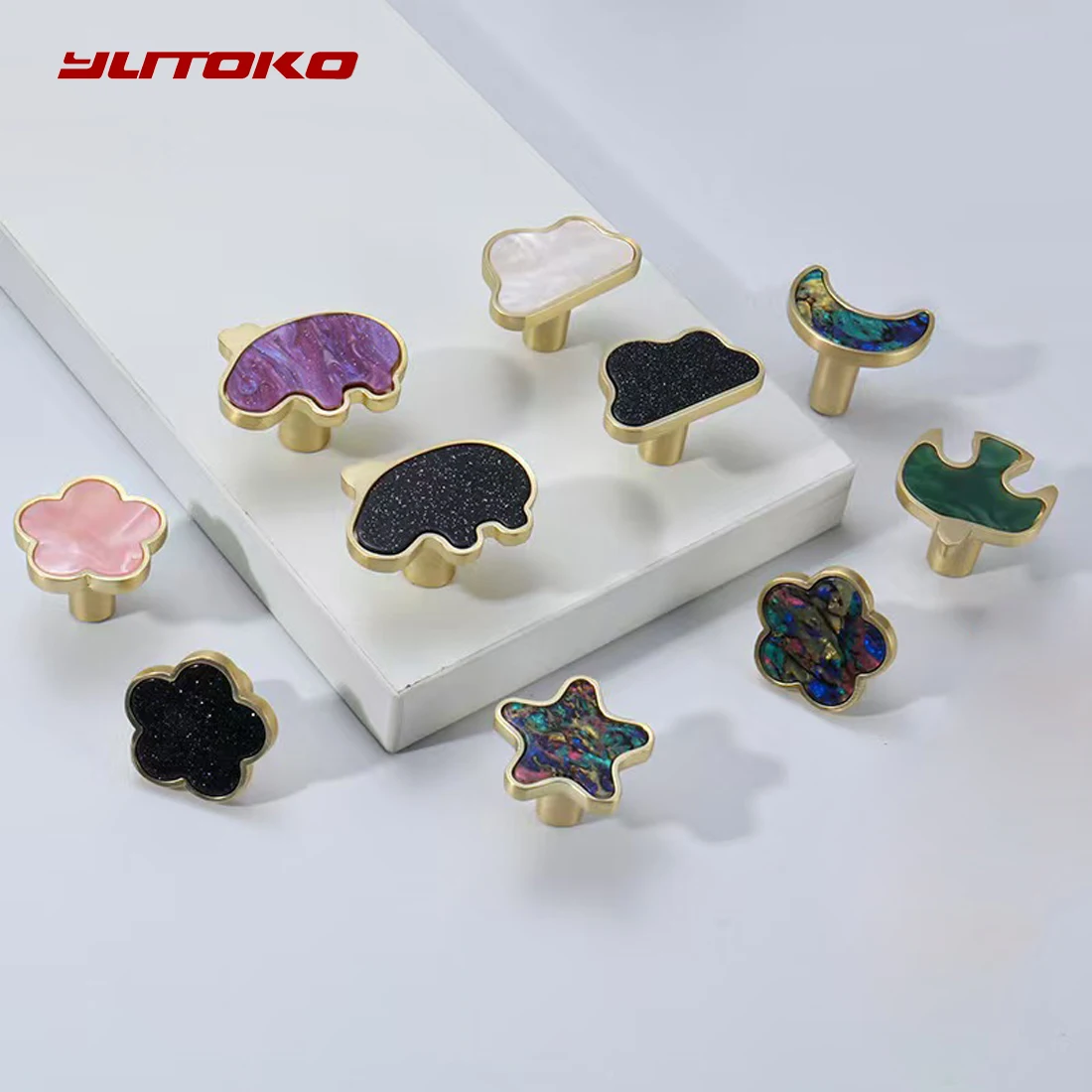 YUTOKO 1PC Shell Cartoon Children's room Cabinet Door Handles Zinc Alloy Copper Brushed Dresser Drawer Knobs Furniture Hardware